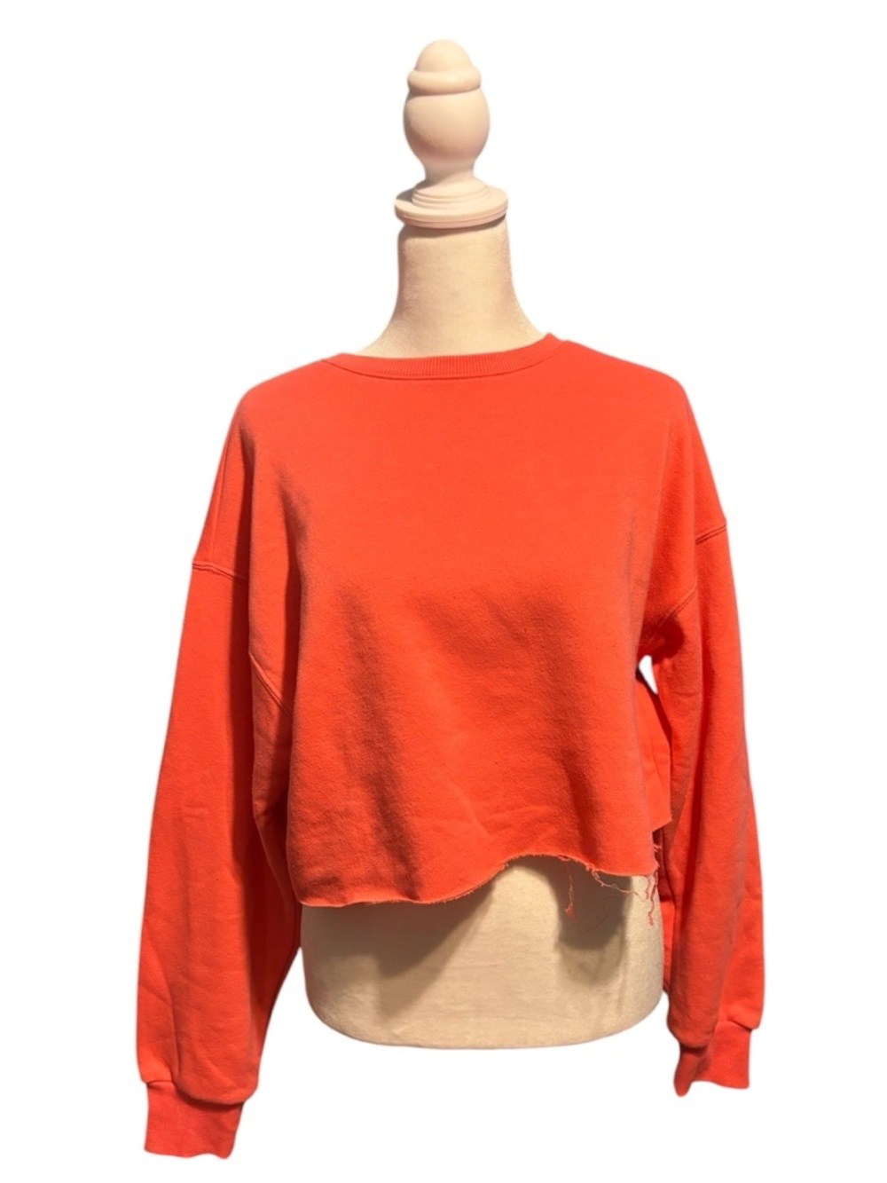 Forever 21 Bright Orange Cropped Crewneck Sweatshirt